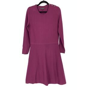 Banana Republic Dress Women's Sz M Plum Button Accent Long Sleeve Scoop Sweater